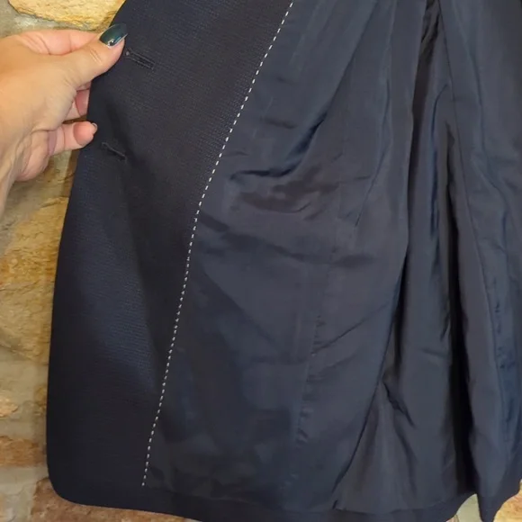 Boss Virgin Stretch Wool Navy Women's Blazer - Picture 12 of 13
